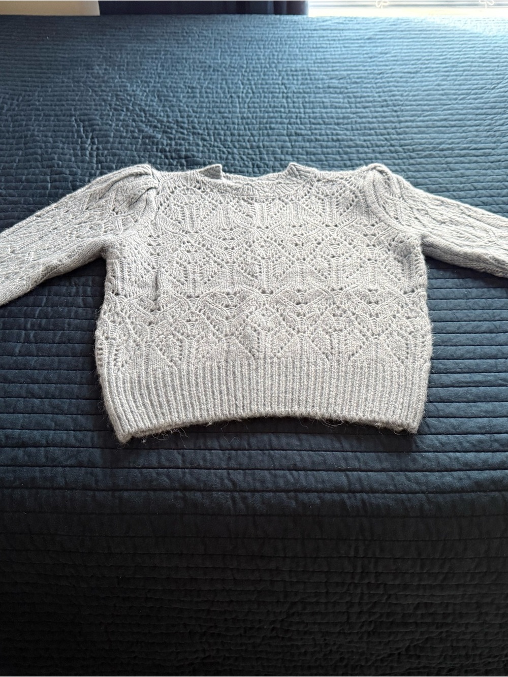 Astr Cream Textured Cable-Style Crewneck Sweater